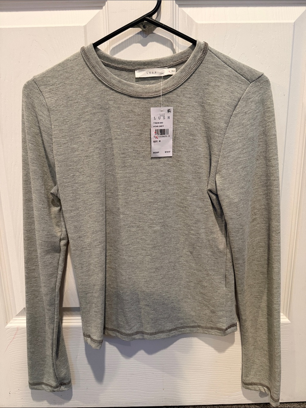 Lush Light Gray Crewneck Long Sleeve Sweatshirt